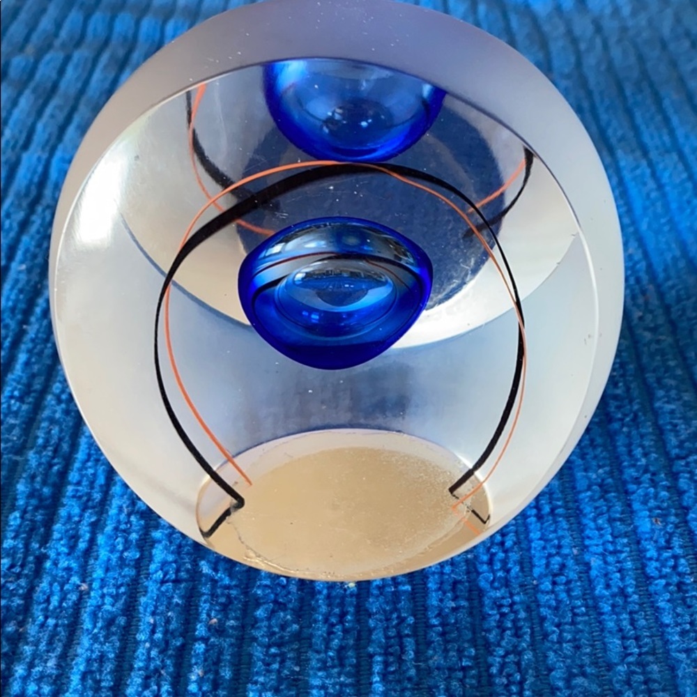Glass Paperweight with Blue